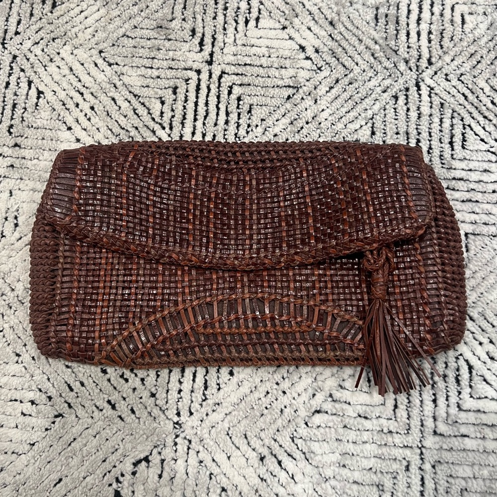 RARE Vintage Cole Hann Woven Leather Clutch - Picture 4 of 14